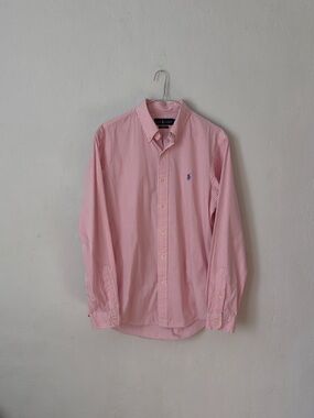 Ralph Lauren Custom Fit Pink / White Stripe Poplin Oxford Men’s Medium